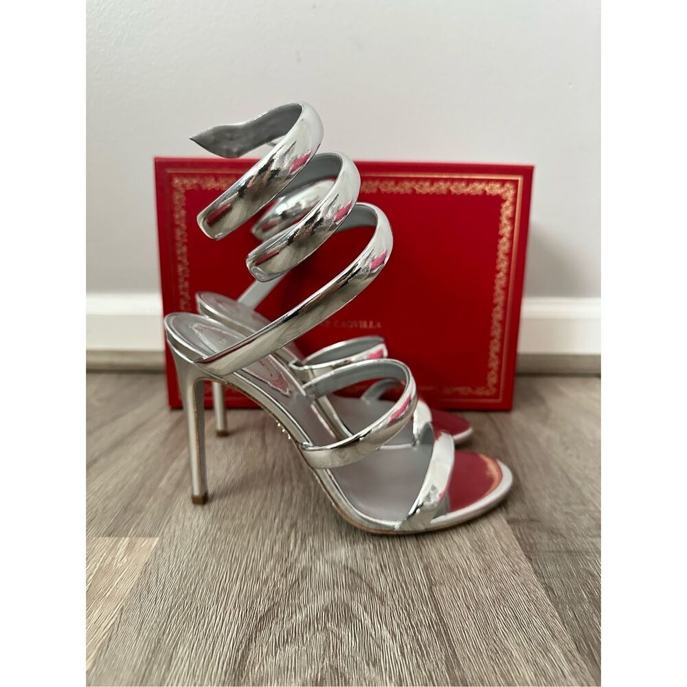 RENÉ CAOVILLA CLEO SILVER SANDAL 105 SIZE 36 $1280 - Picture 10 of 14
